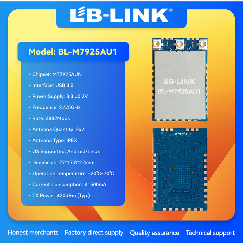 M7925AU1 2T2R 802.11a/b/g/n/ac/ax/be WiFi+B5.4 Module