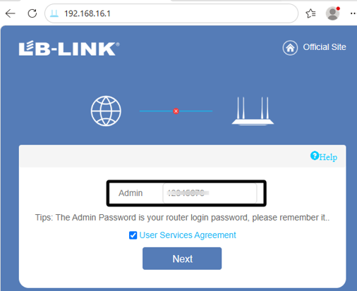 Page de premi&egrave;re connexion pour d&eacute;finir le mot de passe administrateur